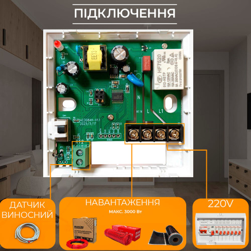 AC309H Терморегулятор механічний для теплої підлоги
