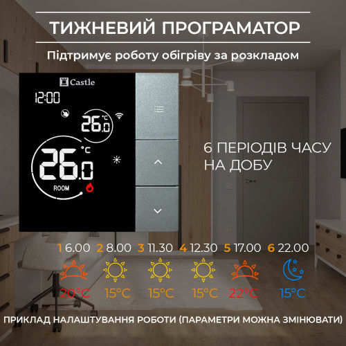 AC620H Терморегулятор програмований для теплої підлоги AC620H Терморегулятор програмований для теплої підлоги