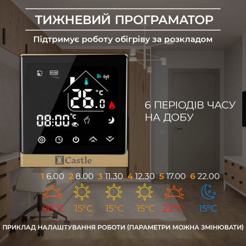 AC8400H Терморегулятор сенсорний для теплої підлоги (WI-FI)