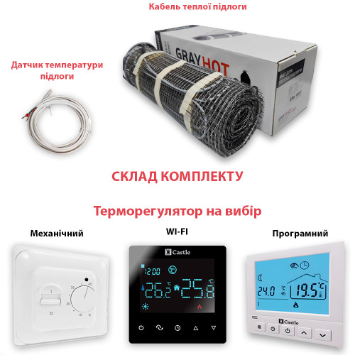 Мати теплої підлоги під плитку GrayHot 150 Вт/м2