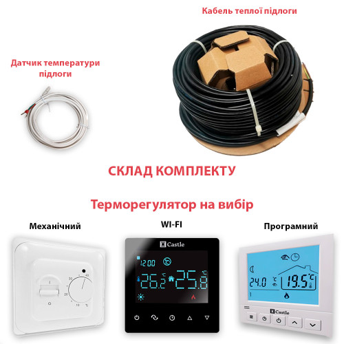 Тепла підлога кабель гріючий в стяжку Woks 20T (20 Вт/м.п)