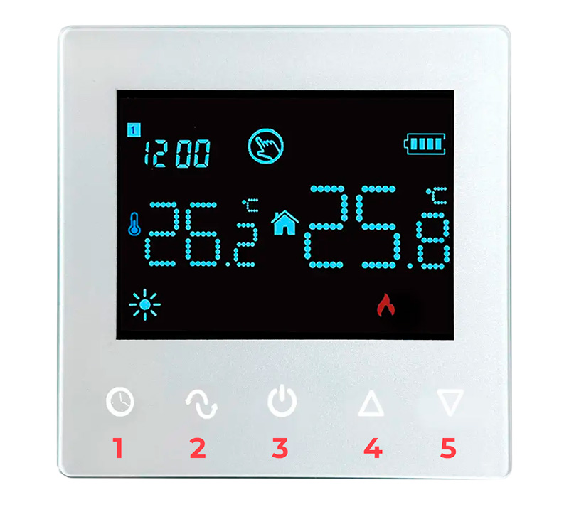 кнопки управління терморегулятором