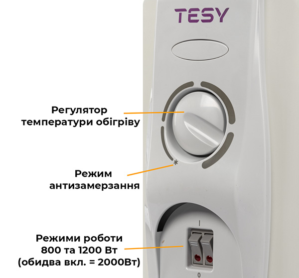 управління масляним обігрівачем 2000 Вт