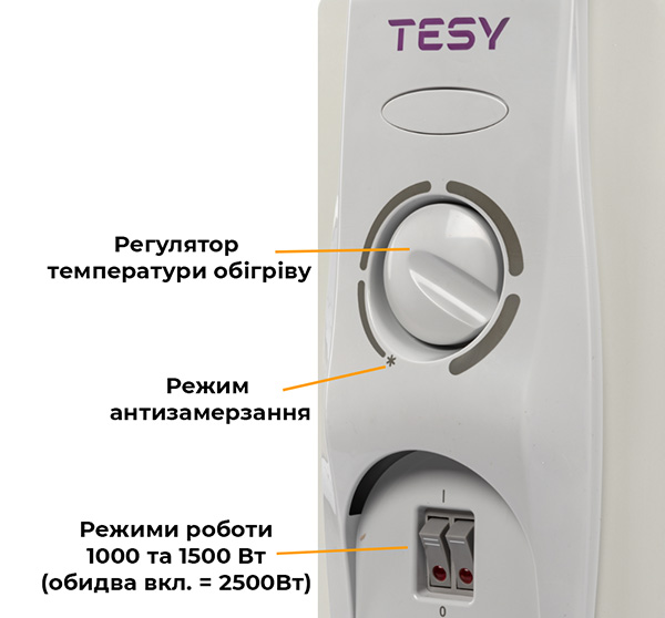 управління масляним обігрівачем 2500 Вт