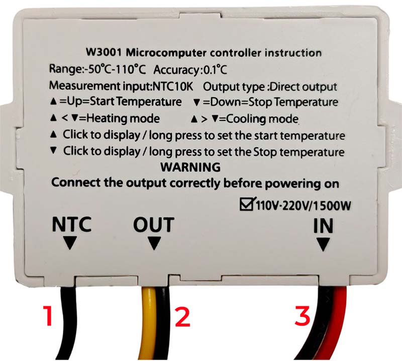 Схема підключення терморегулятору W3001